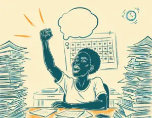 Person with ADHD eagerly saying yes to a new task before checking their already overloaded schedule.